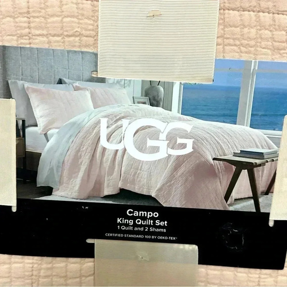 NWT UGG ® KING CAMPO QUILT 3 Pc SET "Himalayan Salt" Soft Pink - Picture 5 of 6
